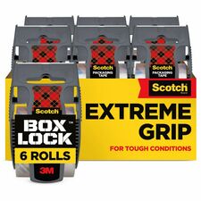 Scotch Box Lock Dispenser Packaging Tape 22.20 yd Length x 1.88" Width - Clear - Dispenser Included - 6 / Pack