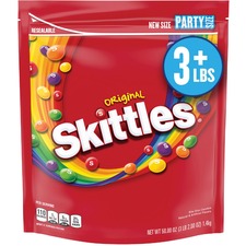 Skittles Original Party Size Bag Orange, Lemon, Green Apple, Grape, Strawberry - Resealable Container - 3 lb - 1 Each