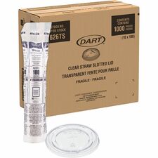 Solo Cup Straw Slotted Clear Lids Flat - Clear - 100/Bag - 10 / Carton