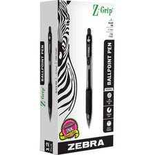 Zebra Pen Z-Grip Retractable Ballpoint Pens 0.7 mm Pen Point - Retractable - Black Ink - 1 Dozen