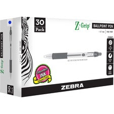 Zebra Pen Z-Grip Retractable Ballpoint Pen 0.7 mm Pen Point - Retractable - Blue Ink - 30 / Pack