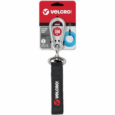 VELCRO&reg; Heavy-Duty Storage Strap Adjustable - 100 lb Load Capacity - Small (S) - Carabiner Attachment - 10.3" Height x 3.5" Width x 1" Length - Black - 1 Each