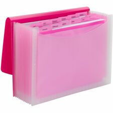 Smead Letter Expanding File 8 1/2" x 11" - 12 Pocket(s) - 12 Divider(s) - Pink, Clear - 1 Each