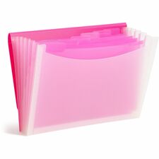 Smead Letter Expanding File 8 1/2" x 11" - 7 Pocket(s) - 6 Divider(s) - Pink, Clear - 1 Each
