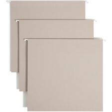 Smead TUFF 1/3 Tab Cut Letter Recycled Hanging Folder 8 1/2" x 11" - 4" Expansion - Top Tab Location - Assorted Tab Position - Steel Gray - 10% Recycled - 18 / Box