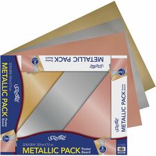 UCreate Metallic Poster Board Craft Project, Art Project, Mounting, Poster, Sign, Display - 22" Width x 28" Length - Assorted Metallic - 3 / Pack