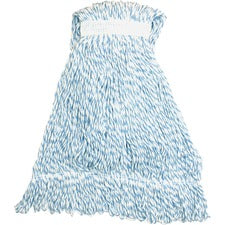 Genuine Joe Blue Stripes Hygrade Rayon Mophead Medium - Rayon, Yarn - 1 Each
