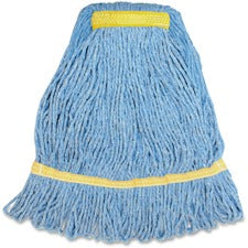 Genuine Joe Synthetic Blend Small Mophead Small - Narrow Headband, Looped Ends, Durable, Launderable - Rayon, Cotton, Cotton, Fiber - Blue - 12 oz - 1 Each