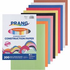 Prang Construction Paper Art Project, Craft Project, Fun and Learning, Cutting, Pasting - 9" Width x 12" Length - Assorted - 200 / Pack