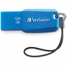 Verbatim 128GB Ergo USB 3.0 Flash Drive - Blue 128 GB - USB 3.0 - Blue - Lifetime Warranty - 1 Each