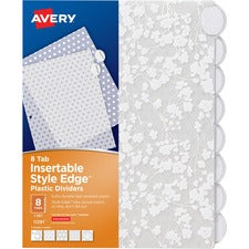 Avery&reg; Style Edge Insertable Plastic Dividers 8 x Divider(s) - 8 Tab(s) - 8 - 8 Tab(s)/Set - 8.5" Divider Width x 11" Divider Length - 3 Hole Punched - Frosted White Plastic Divider - Frosted White Plastic Tab(s) - 24 / Carton