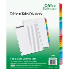 Avery&reg; Table 'n Tabs Multicolored Tab A-Z Dividers 288 x Divider(s) - 288 Tab(s) - A-Z - 26 Tab(s)/Set - 8.5" Divider Width x 11" Divider Length - 3 Hole Punched - White Paper Divider - Multicolor Paper Tab(s) - 3/Pack - 12 / Carton