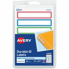 Avery&reg; Kids Gear Durable Labels 5/8" Height x 5/8" Width x 3 1/2" Length - Permanent Adhesive - Rectangle - Inkjet, Laser - Matte - Matte - Blue, Green, Red Border - Film - PVC-free, Permanent Adhesive, Dishwasher Safe, Microwave Safe, Durable, Tear R