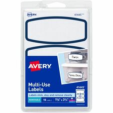 Avery&reg; Blue Border Removable Multi-Use Labels - HeightRemovable Adhesive - Arched Rectangle - Laser, Inkjet - White, Blue - Paper - 3 / Sheet - 90 Total Sheets - 270 Total Label(s) - 270 / Carton