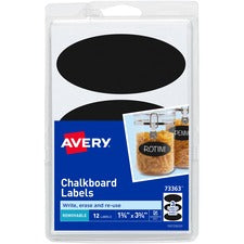 Avery&reg; Removable Chalkboard Labels - HeightRemovable Adhesive - Oval - Black - Plastic - 3 / Sheet - 72 Total Sheets - 216 Total Label(s) - 216 / Carton