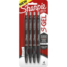 Sharpie S-Gel Pens 0.38 mm Pen Point - Black Ink - Gel-based - 4 / Pack