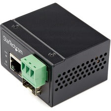 StarTech.com Transceiver/Media Converter 1 x Network (RJ-45) - Single-mode, Multi-mode - Fast Ethernet - 100Base-TX, 100Base-FX - 0.10 km - 1 x Expansion Slots - SFP - 1 x SFP Slots - Power Supply - Wall Mountable, DIN Rail Mountable