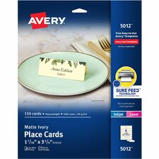Avery&reg; Ivory Matte 2-sided Place Cards 3.8" - 750 / Carton - Ivory