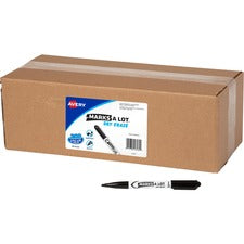 Avery&reg; Marks A Lot Marks-A-Lot Value Pack Dry Erase Markers Bullet Marker Point - Erasable - Black Ink - 200 / Carton