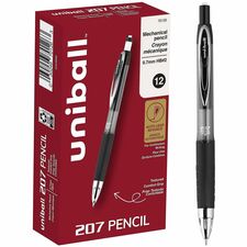 uniball&#8482; 207 Mechanical Pencils 0.7 mm Black Lead - HB, #2 - Black Barrel - 1 Dozen