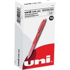 uniball&#8482; CHROMA Mechanical Pencils 0.7 mm Black Lead - HB, #2 - Red Barrel - 1 Dozen