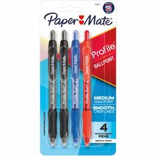 Paper Mate Pen RT Bold Profile Asst 4/pkg 1 mm Bold, Medium Pen Point - Retractable - Black, Blue, Red, Assorted Ink - Solvent Based - Assorted Barrel - 4 / Pack