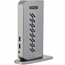 StarTech.com Hybrid Universal USB 3.0 Docking Station for Notebook - 40 W - USB 3.1 (Gen 1) Type B - USB Type-C - Network (RJ-45) - HDMI - DisplayPort - Black, Silver - Audio Line Out - Wired - Windows Vista, Windows 7, Windows 8, Windows 8.1, Windows 10,