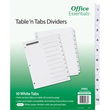 Avery&reg; Table 'n Tabs White Tab Numbered Dividers 360 x Divider(s) - 360 Tab(s) - 1-10 - 10 Tab(s)/Set - 8.5" Divider Width x 11" Divider Length - 3 Hole Punched - White Paper Divider - Black Paper, White Tab(s) - 10/Pack - 36 / Carton