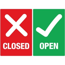 Avery&reg; Surface Safe OPEN/CLOSED Table/Chair Decals Print/Message "Open/Closed" - 4" Width x 6" Height - Rectangular Shape - White Print/Message Color - Water Resistant, Pre-printed, Chemical Resistant, Abrasion Resistant, Tear Resistant, Durable, Adhe