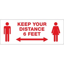 Avery&reg; Surface Safe KEEP YOUR DISTANCE Decals Print/Message "Keep Your Distance" - Rectangular Shape - Water Resistant, Pre-printed, Chemical Resistant, Abrasion Resistant, Tear Resistant, Durable, UV Resistant, Residue-free, Easy Peel, Anti-slip, Sti