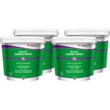 SC Johnson Kresto Heavy-Duty XL Hand Wipes Cherry - 10" Width x 12" Length - White, Red - Polypropylene - 130/Bucket - 4 / Carton