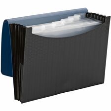 Smead Letter Expanding File 8 1/2" x 11" - 7 Pocket(s) - 6 Divider(s) - Navy Blue, Black - 12 / Carton