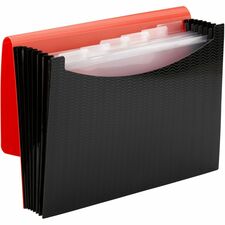 Smead Letter Expanding File 8 1/2" x 11" - 7 Pocket(s) - 6 Divider(s) - Red, Black - 12 / Carton