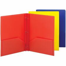 Smead Letter Fastener Folder 8 1/2" x 11" - 180 Sheets Capacity - 2 x Double Tang Fastener(s) - 2 Internal Pocket(s) - Red, Yellow, Blue - 24/Pack - 3 / Carton