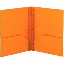 Smead Letter Fastener Folder 8 1/2" x 11" - 180 Sheets Capacity - 2 x Double Tang Fastener(s) - 2 Internal Pocket(s) - Orange - 3/Pack - 3 / Carton