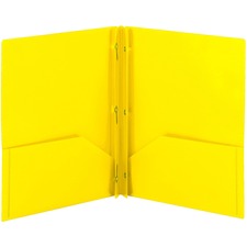 Smead Letter Fastener Folder 8 1/2" x 11" - 180 Sheets Capacity - 2 x Double Tang Fastener(s) - 2 Internal Pocket(s) - Yellow - 3/Pack - 3 / Carton