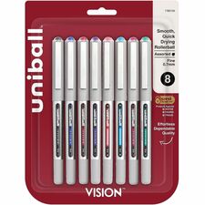 uniball&#8482; Vision Rollerball Pen 0.7 mm Bold Pen Point - Assorted Ink - Liquid - 8 / Pack