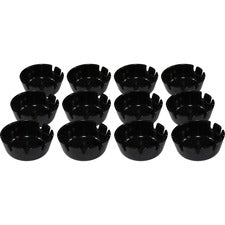 Impact Tabletop Ash Tray Round - Heat Resistant, Lightweight - 1.8" Height x 4.8" Width - Plastic - Black - 12 / Box