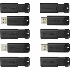 Microban 32GB PinStripe USB 3.2 Flash Drive Business Pack 32 GB - USB 3.2 (Gen 1) Type A - Black - Lifetime Warranty - 10 / Pack