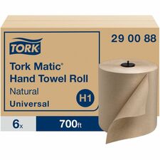 TORK Tork Matic Hand Towel Roll Natural H1 1 Ply - 7.68" Width x 700 ft Length - 884 Sheets/Roll - Nature - Paper - 6 / Carton