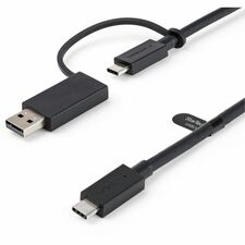 StarTech.com 3ft USB-C Cable with USB-A Adapter - 2-in-1 Hybrid Dock Cable 3.28 ft USB/USB-C Data Transfer Cable for Notebook, Docking Station, MacBook, Hard Drive, Tablet, Mobile Device, Computer, MacBook Air, MacBook Pro, Smartphone, Wall Charger, ... -