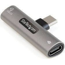 StarTech.com USB-C Audio & Charging Adapter 1 x 24-pin USB Type C USB 2.0 Powered USB Male - 1 x 24-pin USB Type C USB 2.0 Powered USB Female, 1 x 24-pin Type C USB Female - Silver - 1 Each