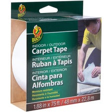 Duck Brand Indoor/Outdoor Carpet Tape 25 yd Length x 1.88" Width - White - 1 Roll