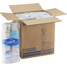 Dixie PerfecTouch 10 oz Hot Coffee Cup and Lid Sets by GP Pro 50 / Pack - White - Coffee, Hot Drink, Beverage