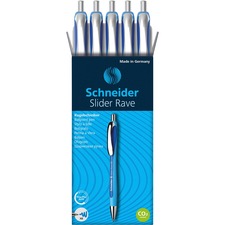Schneider Slider Rave XB Ballpoint Pen 1.4 mm Extra Broad Pen Point - Retractable - Blue Ink - Blue Rubberized, Light Blue Barrel - Stainless Steel Tip - 5 / Pack