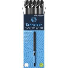 Schneider Slider Basic XB Ballpoint Pen 1.4 mm Extra Broad Pen Point - Black Ink - Transparent Rubberized, Black, Silver Barrel - Stainless Steel Tip - 10 / Pack