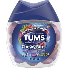 TUMS Chewy Bites Chewable Antacid Tablets For Acid Indigestion, Heartburn, Sour Stomach, Upset Stomach - Assorted Berries - 32/Bottle - 1 Each