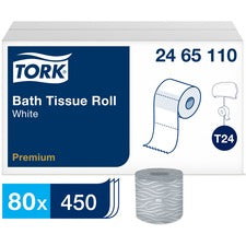 TORK Premium Bath Tissue Roll, 2-Ply 2 Ply - 3.75" Length - 450 Sheets/Roll - 4.35" Roll Diameter - White - 450 Rolls Per Container - 80 / Carton