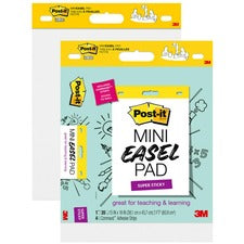Post-it&reg; Post it Super Sticky Mini Easel Pad 1 Subject(s) - 20 Sheets - Stapled - Portable, Self-stick, Bleed Resistant, Sturdy Back, Built-in Carry Handle - 2 / Pack