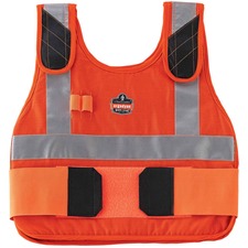 Ergodyne 6225 Premium Cooling Vest Recommended for: Indoor, Outdoor - Small/Medium - Hook & Loop Closure - Cotton, Fabric, Modacrylic - Orange - Adjustable, Comfortable, Long Lasting, Flexible, Flame Resistant, Reflective, Expandable Side, Elastic Loop -